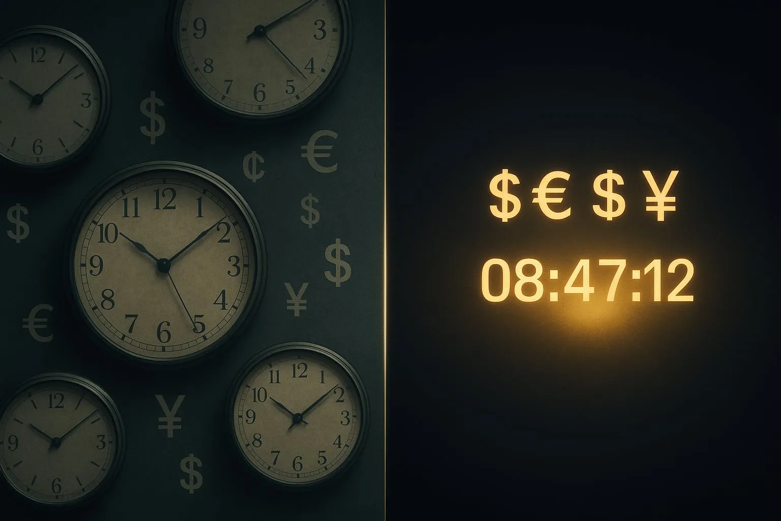Visual metaphor showing synchronized exchange between currencies in an atomic settlement process