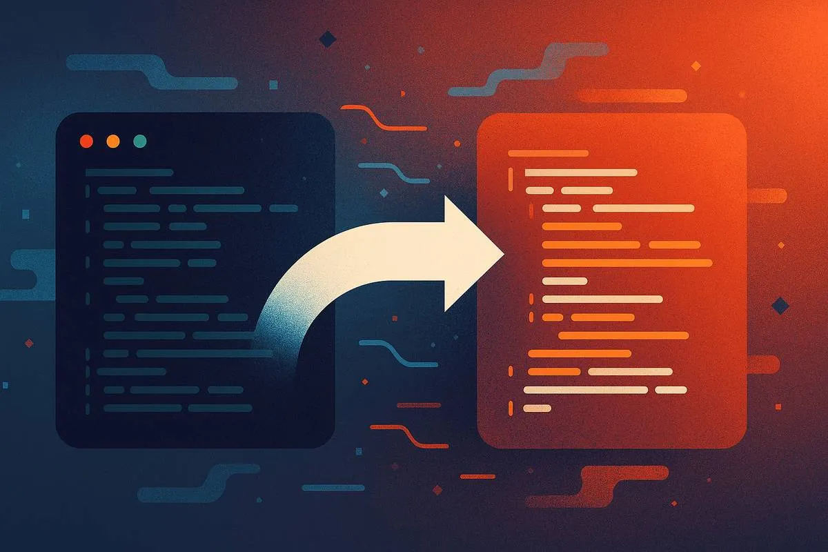 Software code evolving into a new version representing the risks and opportunities of system rewrites