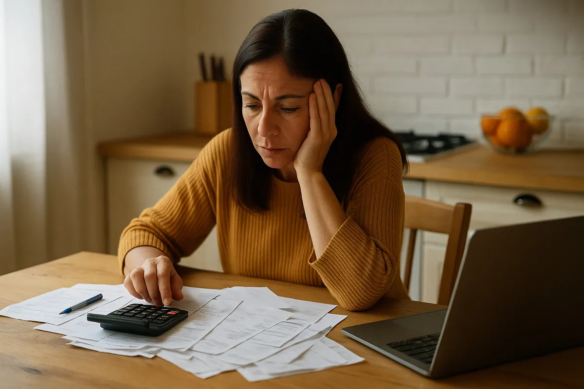 Argentinian woman reviewing household bills while stablecoin yield products face compliance and design challenges